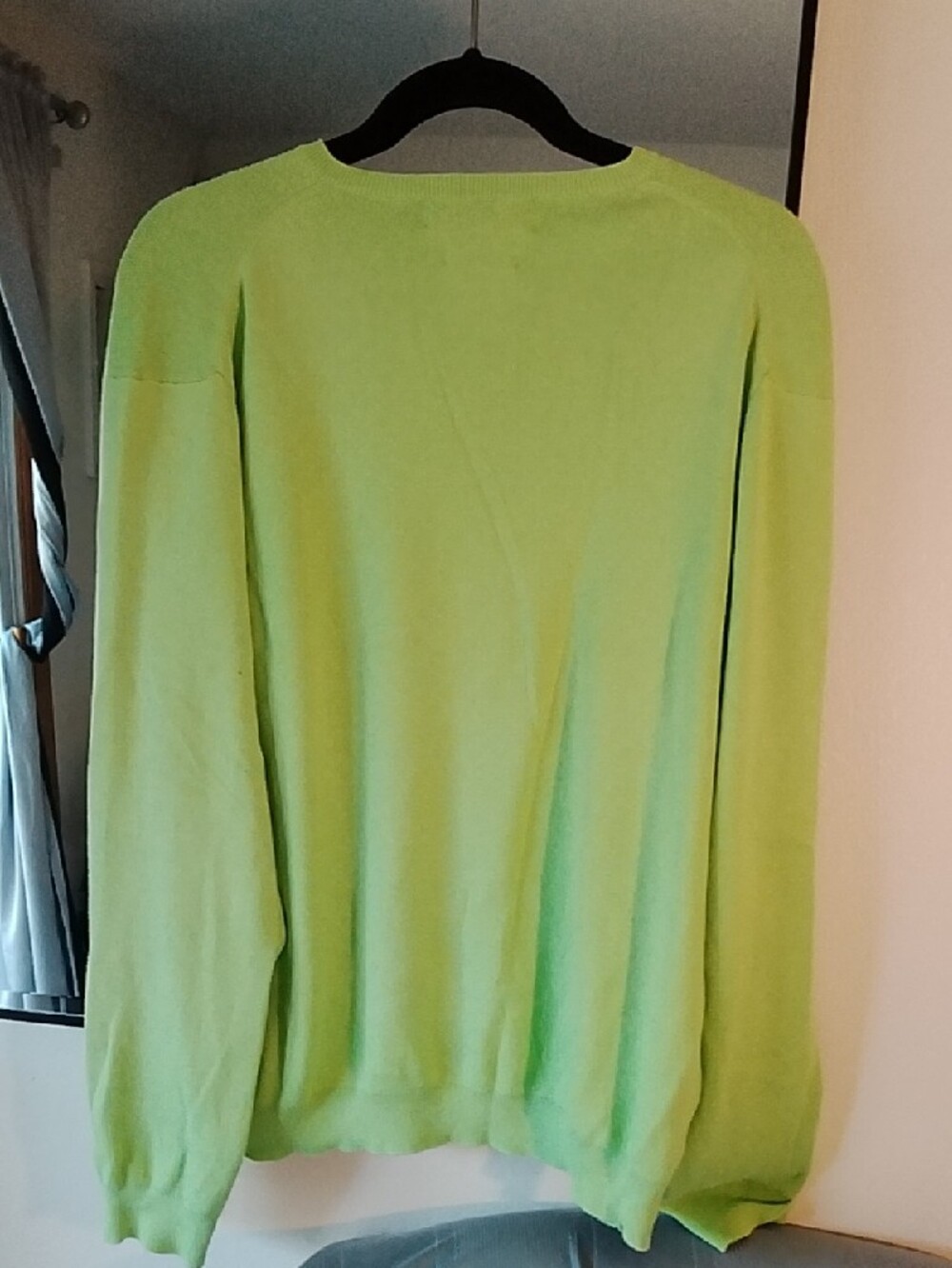 Polo by Ralph Lauren V-Neck Sweater in Lime Green with Blue Pony - Picture 4 of 8